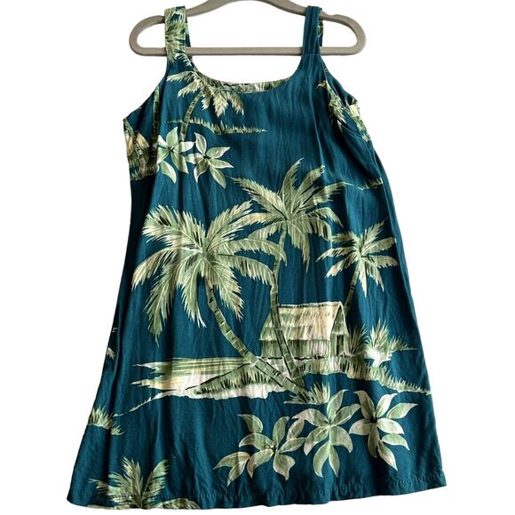 St. Bishop Dress Baby Girl Size 5 Green Palm Tree Print 100% Rayon Wide Strap - Picture 1 of 4